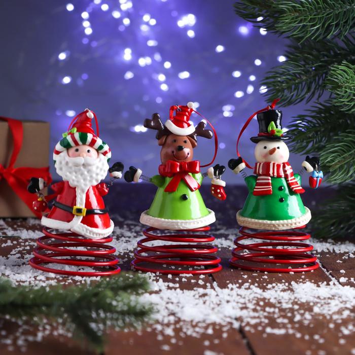 Ёлочное украшение "Новогодняя пружинка" персонажи 6х14 см, микс   6954020