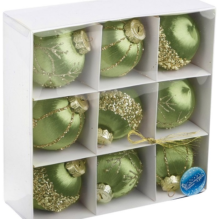 Набор шаров Волшебная страна SYQB-0124060 8 см, 9 шт, зеленый арт.108515