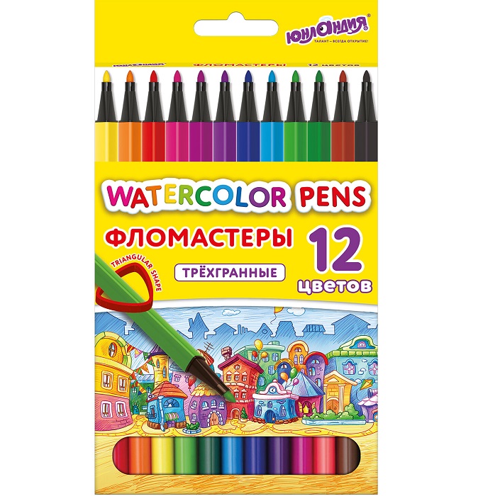 Фломастеры ЮНЛАНДИЯ "ДОМИКИ", 12 цветов, 152182