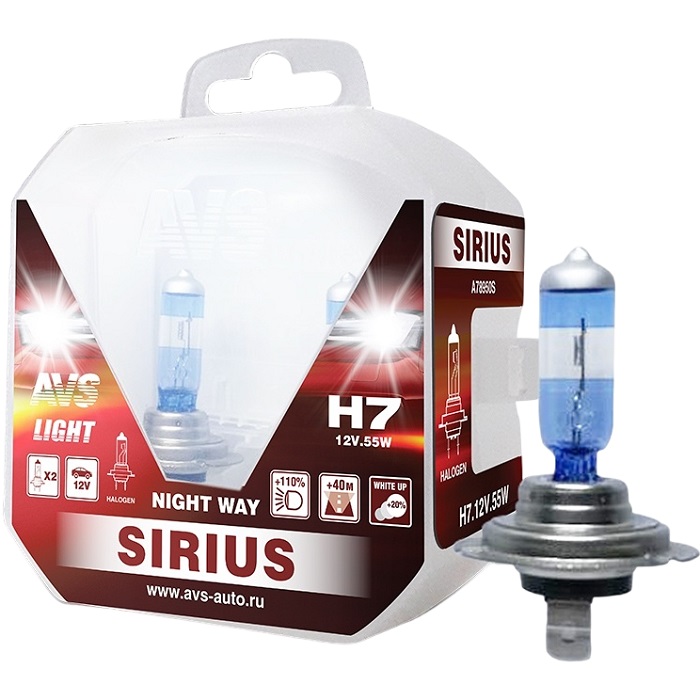 Лампа галогенная AVS SIRIUS/NIGHT WAY/ PB H7.12V.55W. 2шт.