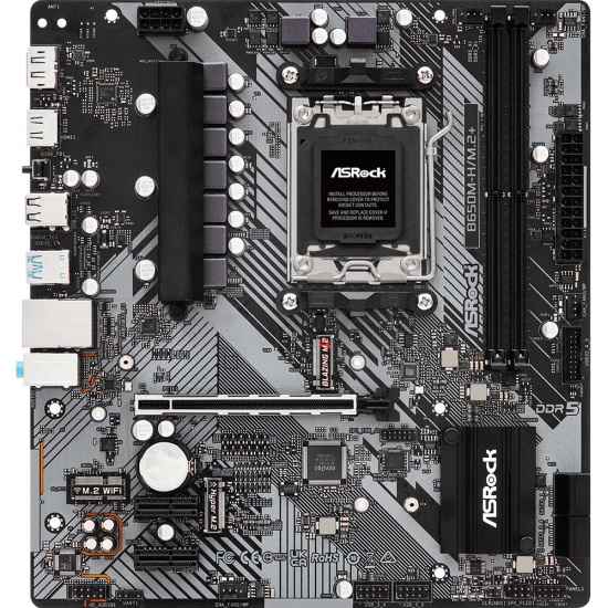 Материнская плата ASRock B650M-H/M.2+, Socket AM5, AMD B650, 2xDDR5-5200, HDMI+DP, 1xPCI-Ex16, 2xPCI-Ex1, 4xSATA3(RAID 0/1/10), 2xM.2, 8 Ch Audio, 1x2