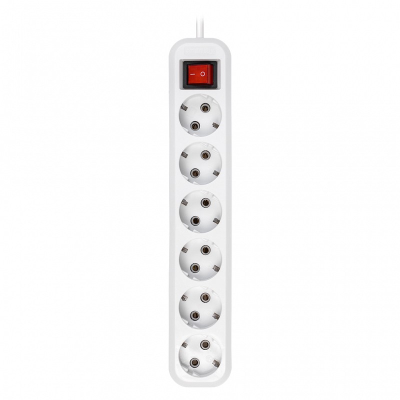 Сетевой удлинитель  2.0м SMARTBUY SBE-16-6-02-ZS, 6 розеток, 16А/3,5кВт с выкл. и заземлением ПВС 3х1,0