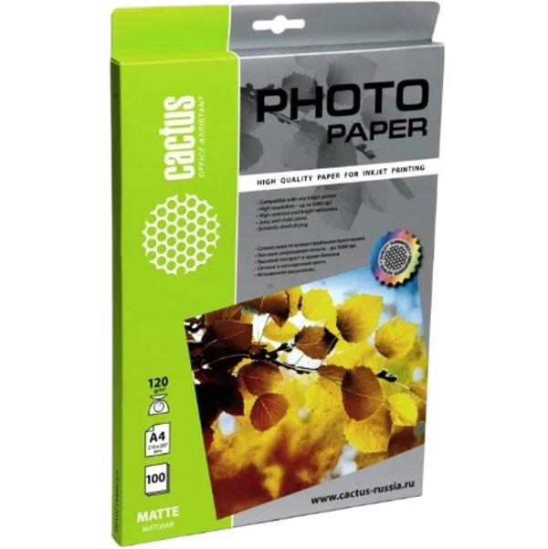 Фотобумага Cactus CS-MA4120100 A4/120г/м2/100л. матовая для струйной печати
