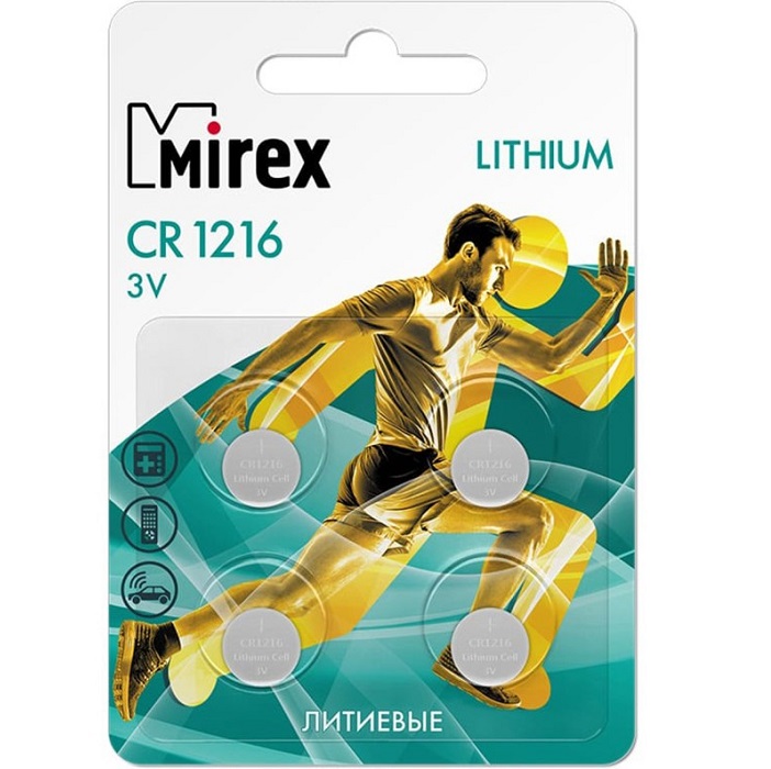 Элемент питания MIREX CR2016 BL-4 (4/216/648), ecopack