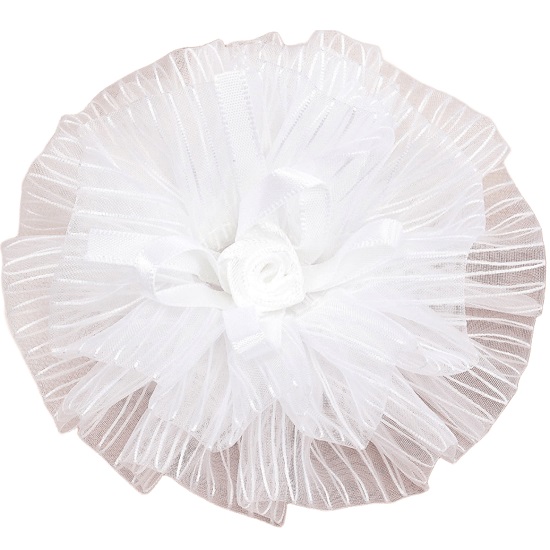 Резинка для волос бант "Школьница" полосатик роза, d-9 см, белый 2297198