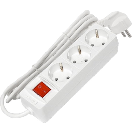 Сетевой удлинитель  1.5м DOMTOK 3гн.,ПВС 3*1  3,5кВт с/з, выкл.