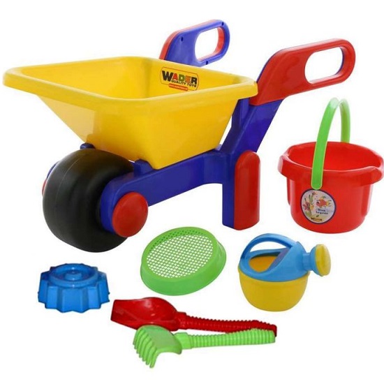 Набор №544: тачка №4, ведро большое, ситечко, лопата №6, грабли №6, формочка "Пирожное", лейка малая №4