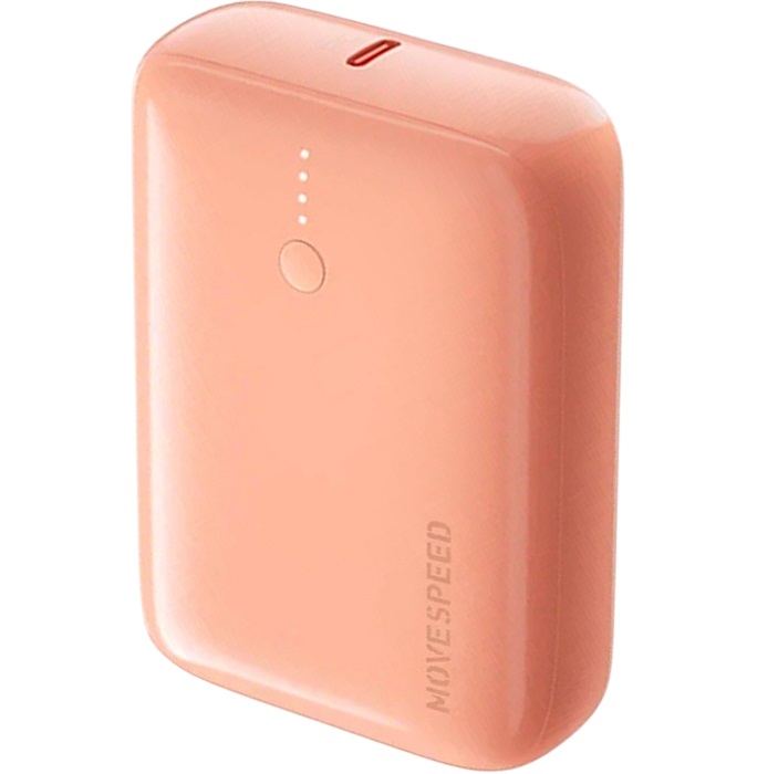 Внешний АКБ Movespeed, 1 порт USB-C, 1 порт USB-A, 2 встроенных кабеля USB-C, 10000mah (YSPBQ10) Розовый