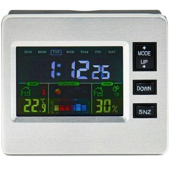 Часы электронные настольные с метеостанцией, с календарём и будильником, 7.7 х 8.6 см 7364511