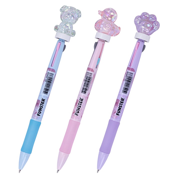 Ручка-спиннер многоцветная с акриловым топпером FUNSTER "SHINY PETS", 3 ЦВЕТА, 0,7мм, 144518