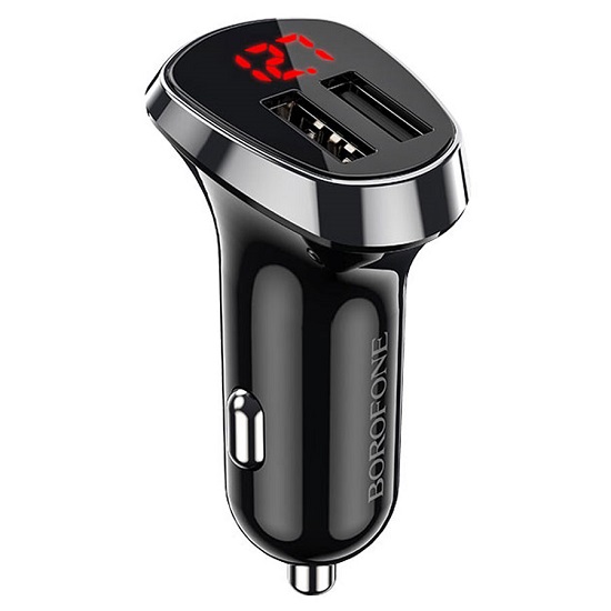 Авто ЗУ 2USB 2.4A BOROFONE BZ15, Auspicious, чёрный