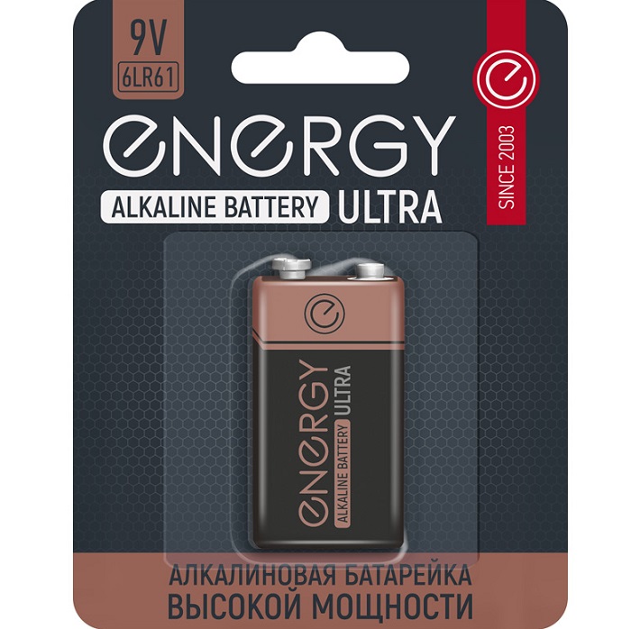 Элемент питания ENERGY Ultra 6LR61 BL-1 (1/10/80)