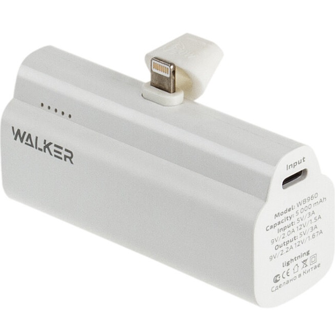 Внешний АКБ WALKER WB-960 Mini (5000mAh), Lightning, белое