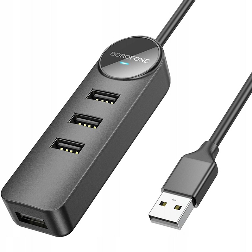 USB-Хаб BOROFONE DH5 Erudite 4-in-1, 4 USB2.0 , кабель USB 1.2м,  чёрный