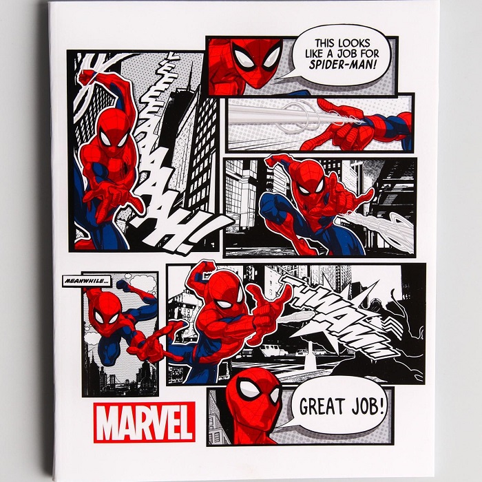 Тетрадь 48 листов в клетку, картонная обложка, Человек-паук 5798437