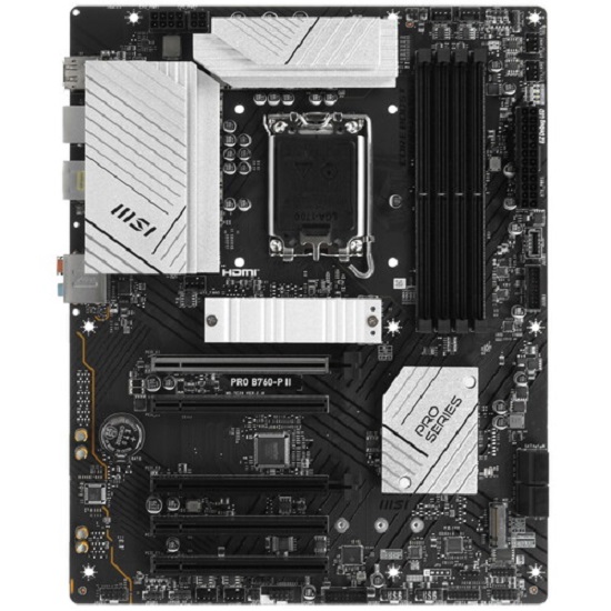 Материнская плата MSI PRO B760-P II, LGA 1700, Intel B760, 4xDDR5, 4xSATA, 2xM.2, 1xPCI-E 4.0 x16, 1xPCI-E 4.0 x4, 3xPCI-E 3.0 x1, 1