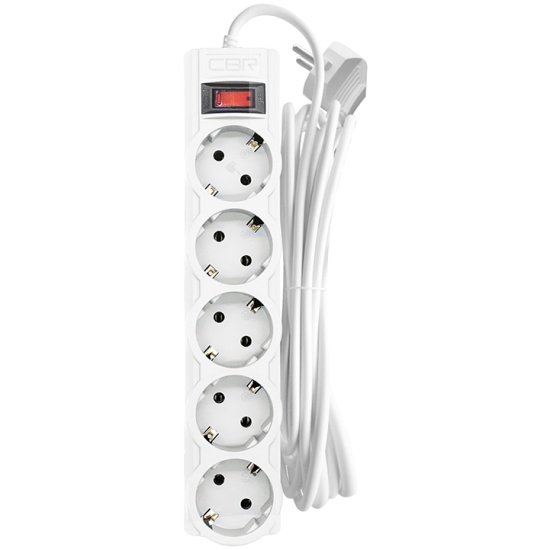 Сетевой фильтр  5.0м CBR CSF 2505-5.0 White CB, 5 евророзеток