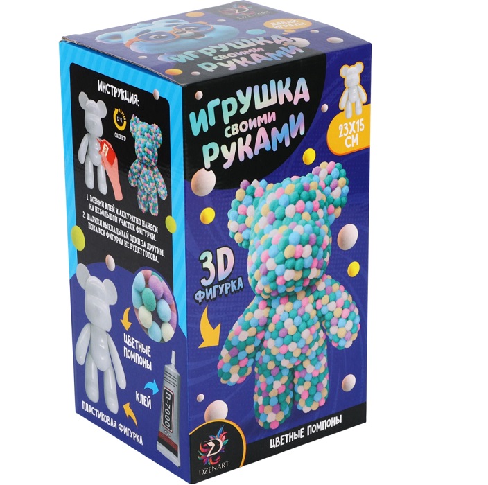 Игрушка помпонами «Медведь», разноцветный