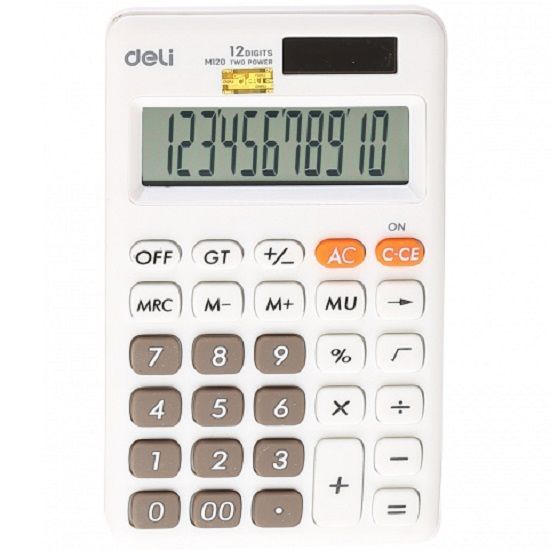 Калькулятор DELI EM120WHITE белый 12-разр.