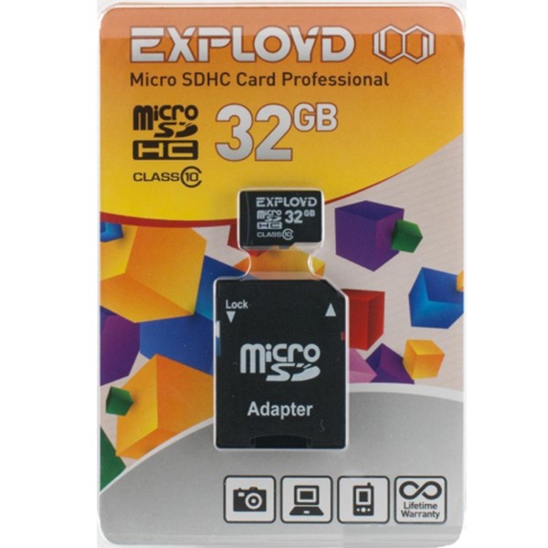Micro SD 32Gb Exployd Class 10 с адаптером SD
