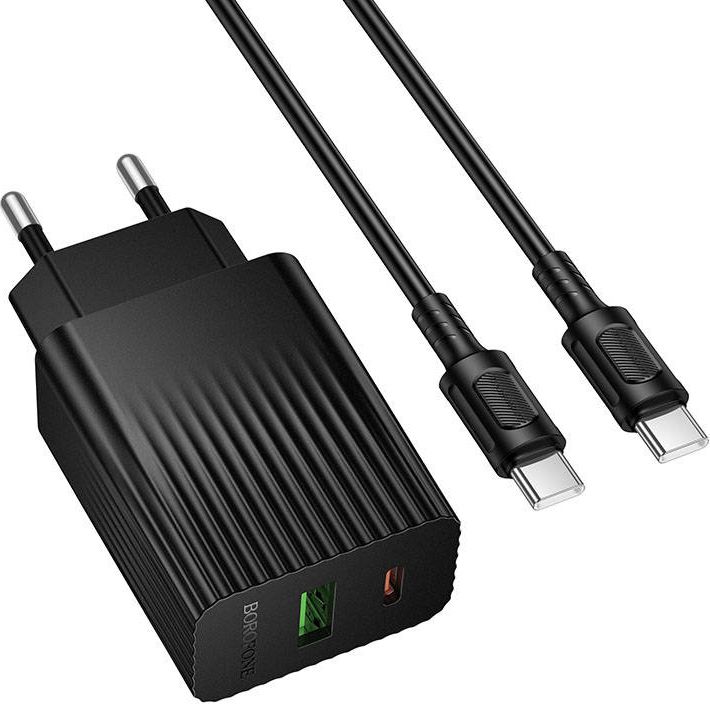 Сетевое ЗУ 1USB/1Type-C BOROFONE BAS74A Black, Type-C-Type-C, PD20W
