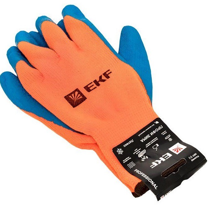 Перчатки рабочие ПРОФИ ЗИМА с рельефным латексным покрытием утепленные (10 класс, 9 разм) EKF Profes