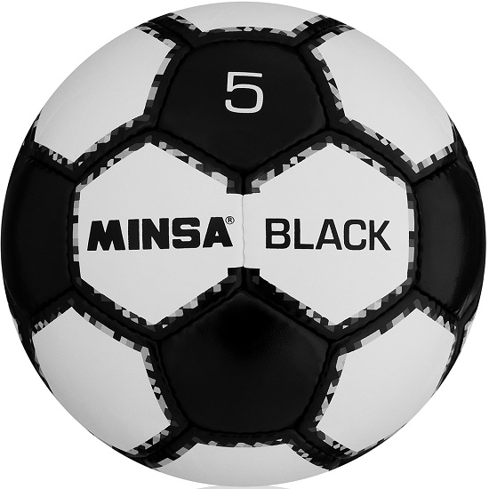 Мяч футбольный MINSA Black, ручная сшивка, 32 панели, р. 5, PU