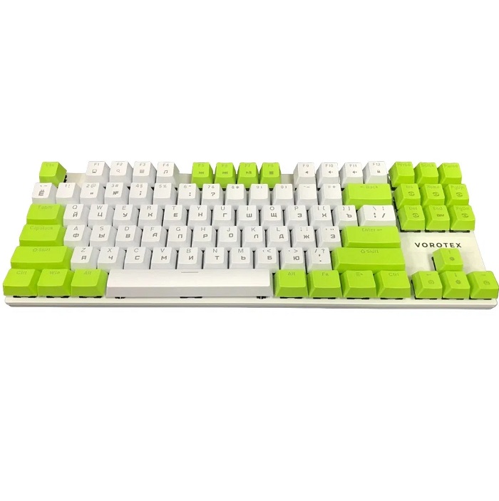 Клавиатура VOROTEX K87S Red Switch, Белый,зелёный