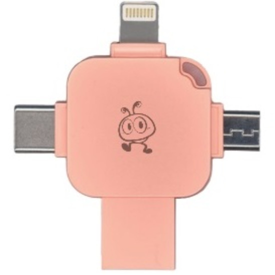 USB 128Gb SmartBuy Quad, металл, розовый, 4 в 1, USB 3.0, 8pin, Type-C, microUSB