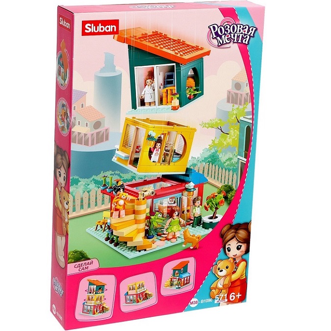 Конструктор SLUBAN Розовая мечта: «Трехэтажный дом», 571 деталь