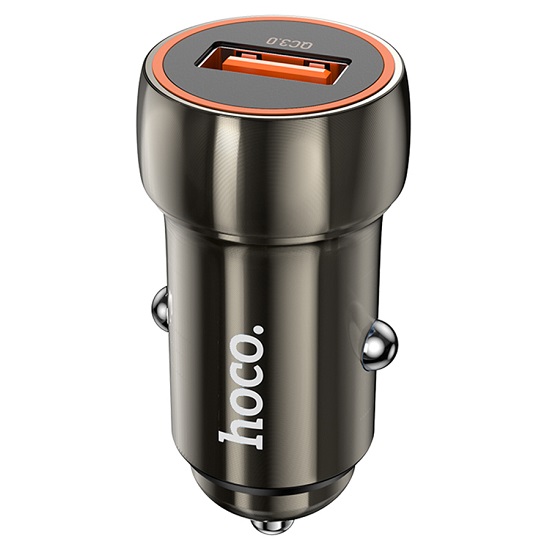 Авто ЗУ 1USB HOCO Z46, Blue shield, серый, microUSB, 18Вт