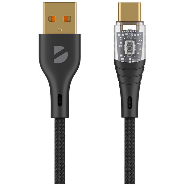 Кабель USB <--> Type-C  1.0м DEPPA Crystal черный (72500)