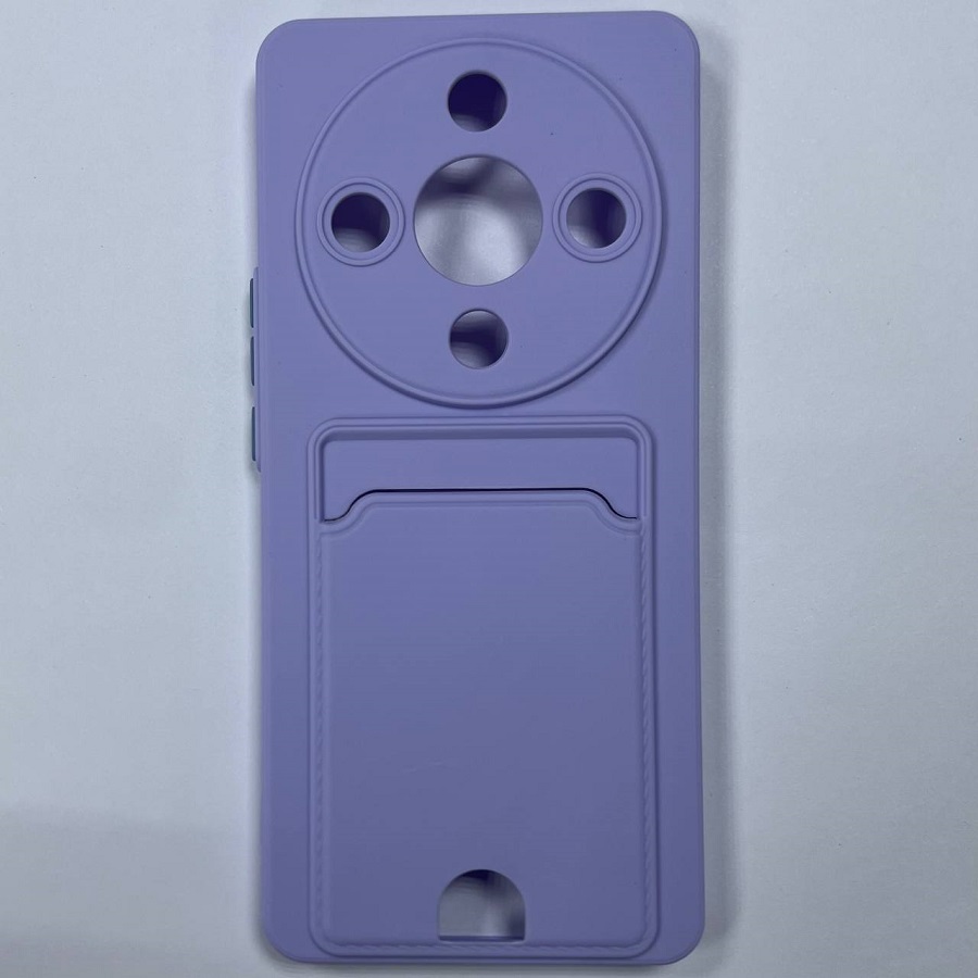 Силиконовый чехол BUTTON для Honor X9B (2024) лиловый , с карманом для пластик карт