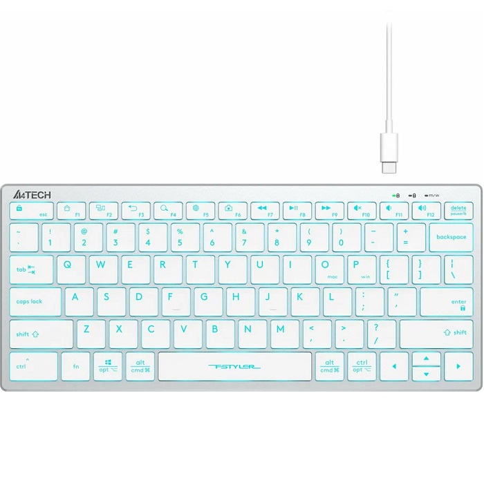 Клавиатура A4TECH Fstyler FX61, белый/синий