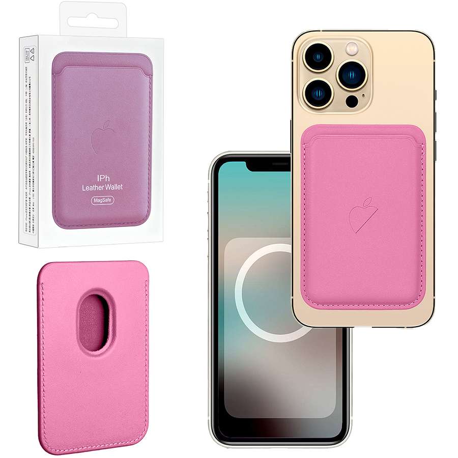 Кошелек для карт Leather Wallet Pollen Color  iPhone 12-15 Pro Max (Анимация NFC Clear) с лого