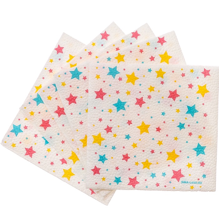 Салфетки бумажные однослойные «Звезды», 24 х 24 см, 20 шт