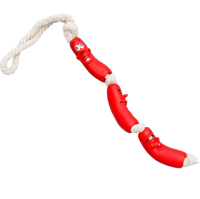 Игрушка резиновая "3 сосиски" на канате, 50 см, микс 1513532