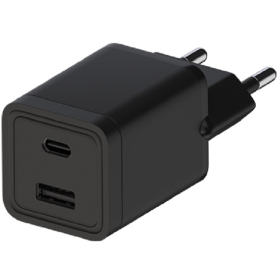 Сетевое ЗУ 1USB/1Type-C 3A MAXVI A304, черное, 15W
