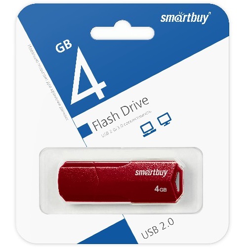 USB  4Gb SMARTBUY Clue бордовый