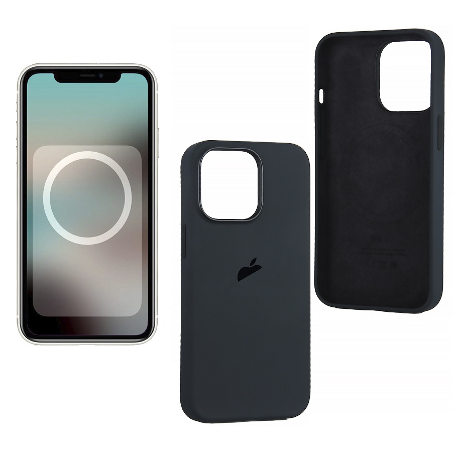 Силиконовый чехол SILICONE CASE для iPhone 13 Pro Max Midnight (MagSafe + анимация NFC) с LOGO