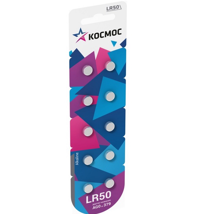 Элемент питания КОСМОС AG0 (379A) LR50, LR521 (10/100)