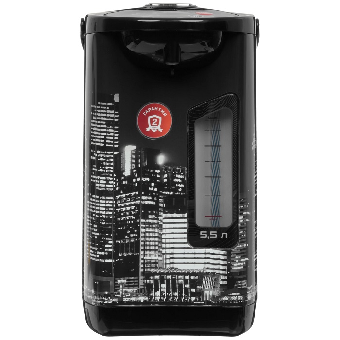 Термопот WILLMARK WAP-603IS (5.5л, 2 сп.нал.воды,бак нерж.ст.,повт.кипяч.,чер.пластик, 900W, 2 г.гар.)