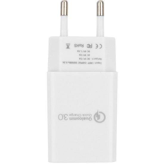 Сетевое ЗУ 1USB 3A CABLEXPERT MP3A-PC-16, белый, 18Вт, 3А, QC3.0