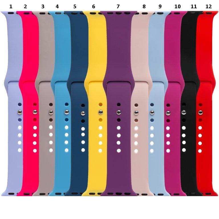 Силиконовый ремешок для Apple Watch 42/44mm Silicon (МИКС)