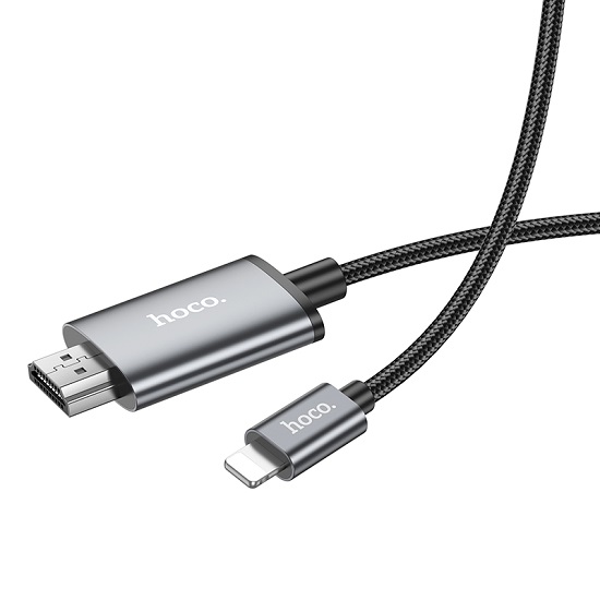 Кабель HDMI >--< Lightning  2.0м HOCO UA27 Metal Grey