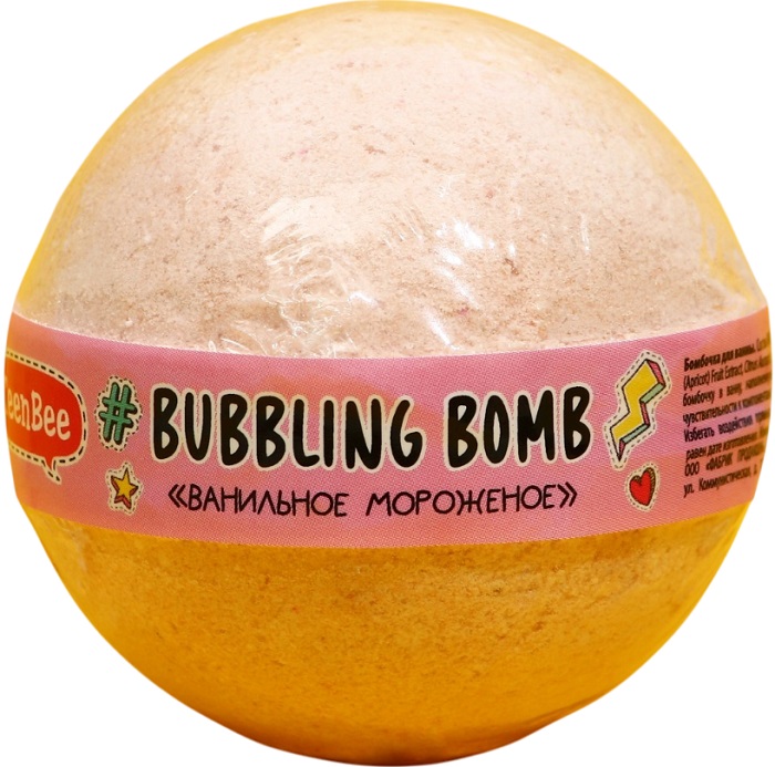 Бомбочка для ванны TeenBee аромат ванильного мороженого 120 г