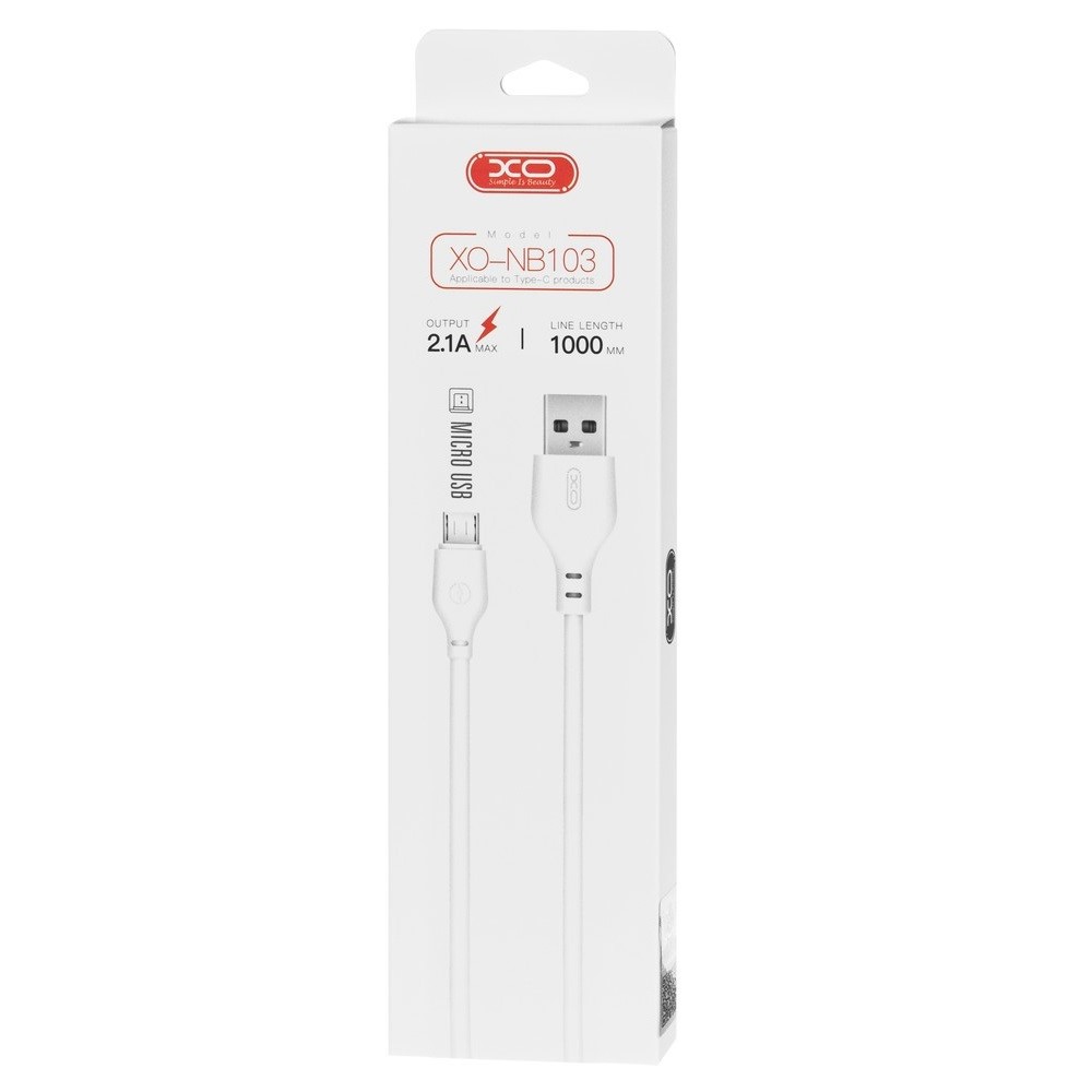 Кабель USB <--> microUSB  1.0м XO NB103 белый