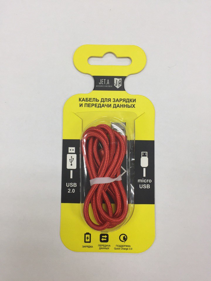 Кабель USB <--> microUSB  1.0м JETACCESS JA-DC21 в оплетке, красный