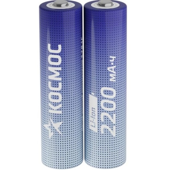 Аккумулятор КОСМОС 18650 2200mAh без защиты, 2 шт шринк (2/200)