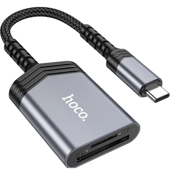 Картридер HOCO UA25 Metal Grey, Type-C
